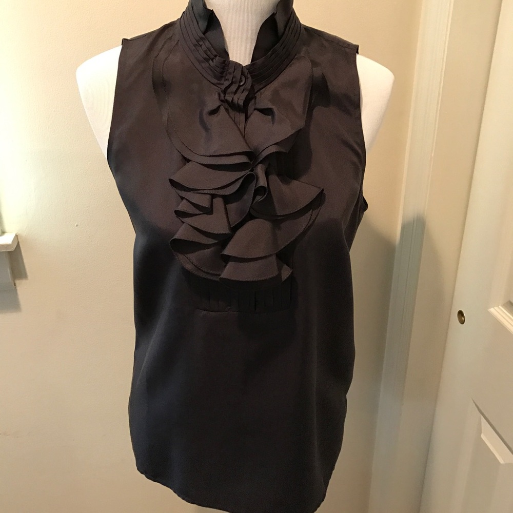 J. Crew Black Ruffle Blouse